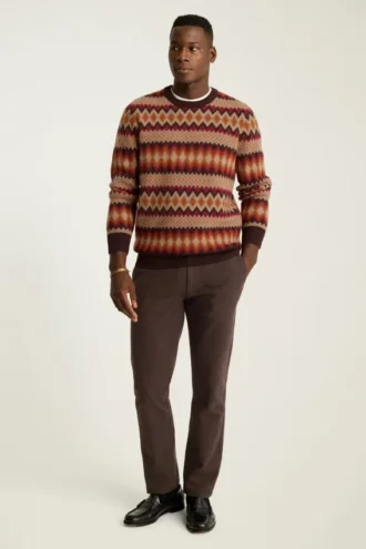Argyle Fair Isle-tröja med rund hals