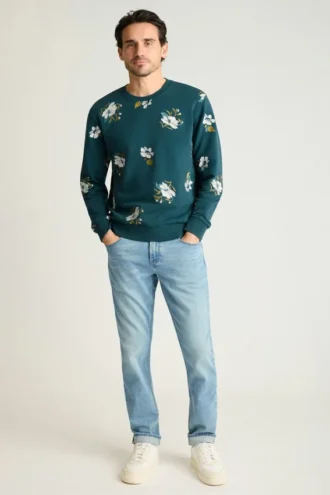 Broderad French Terry-krage