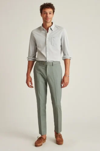 Eleganta chinos i bomull och linne