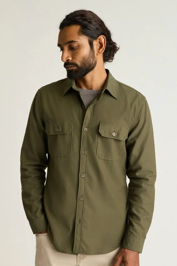 Garment-färgad arbetsskjorta Garment-färgad arbetsskjorta