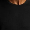 Herr-T-shirt i linne med rund hals
