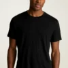 Herr-T-shirt i linne med rund hals