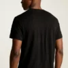 Herr-T-shirt i linne med rund hals