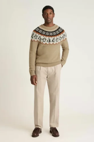 Herrtröja för julen från Bonobos | Festlig Fair Isle-stickning med pingviner