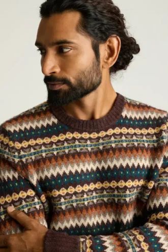 Hösttröja i Fair Isle-mönster