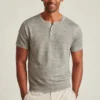 Kortärmad Henley-skjorta i linne Kortärmad Henley-skjorta i linne