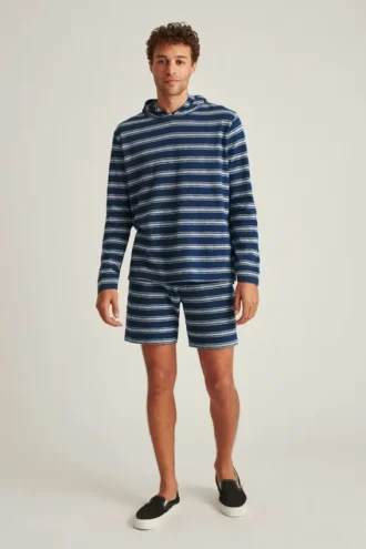 Lätt hoodie i randig frotté