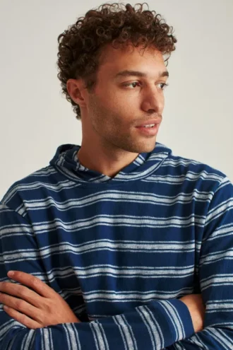 Lätt hoodie i randig frotté