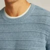 Mellantjock tröja med texturerad stickning och rund hals