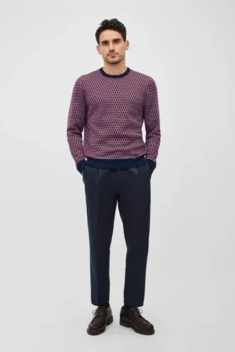 Merino-jacquardtröja med rund hals