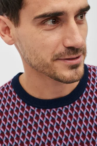 Merino-jacquardtröja med rund hals