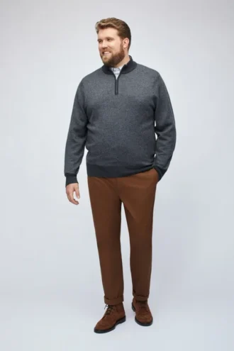 Merino-tröja med halv dragkedja i stora storlekar Merino-tröja med halv dragkedja i stora storlekar