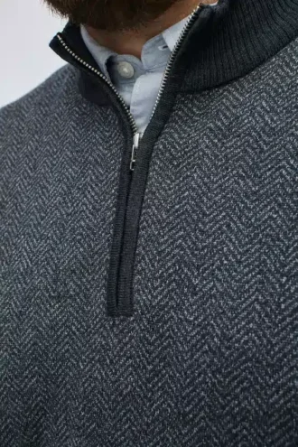 Merino-tröja med halv dragkedja i stora storlekar Merino-tröja med halv dragkedja i stora storlekar