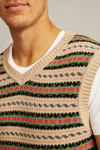 Merinoull-väst med Fair Isle-mönster