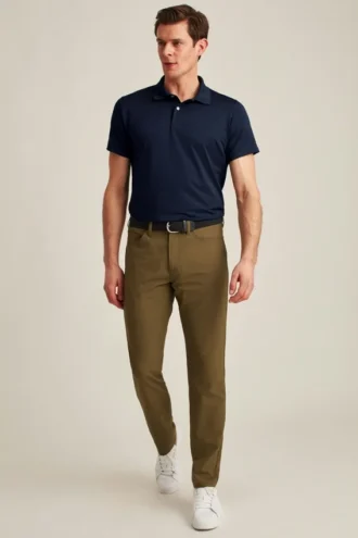 Performance Golf Shirt: enfärgad och randig