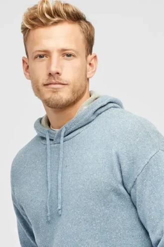Poncho-tröja med huva i bomull