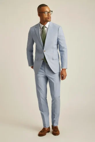 Portugisisk kostymjacka i stretchchambray