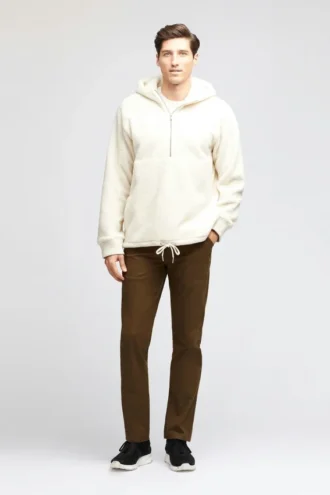 Sherpa-hoodie med halv dragkedja för herr