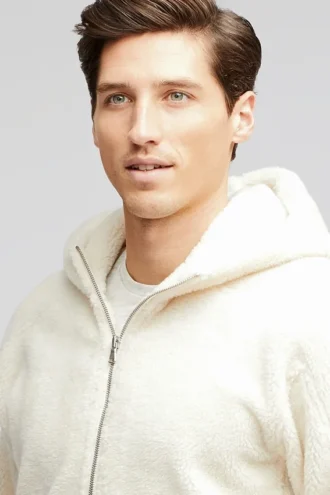 Sherpa-hoodie med halv dragkedja för herr