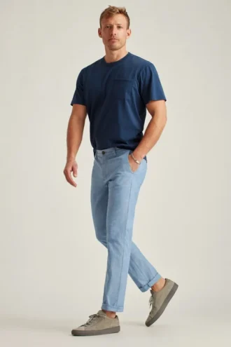 Stretchbyxor i chambray