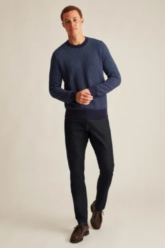 Strikad bomullströja med texturerade ränder