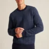 Strikad bomullströja med texturerade ränder Strikad bomullströja med texturerade ränder